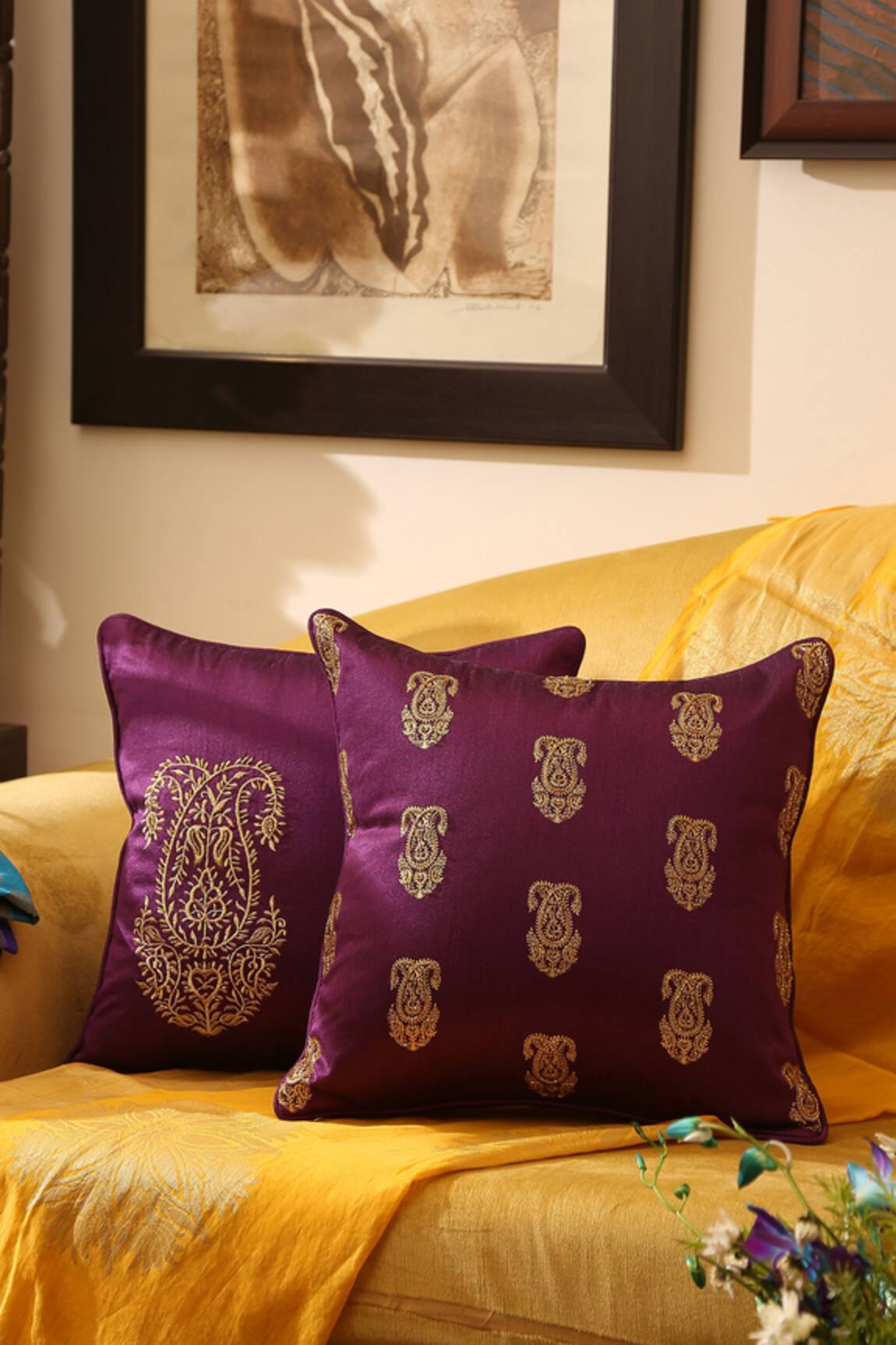 Amoli Concepts Paisley Print Cushion Cover - Set of 2
