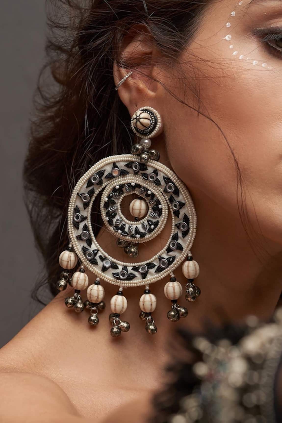 Knotmecute Mogra Glass Beads Embellished Earrings