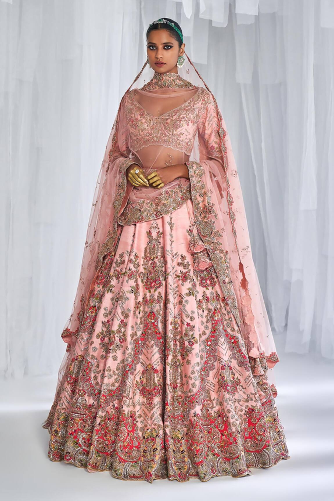 Dolly J Hazel Raw Silk Embroidered Bridal Lehenga Set