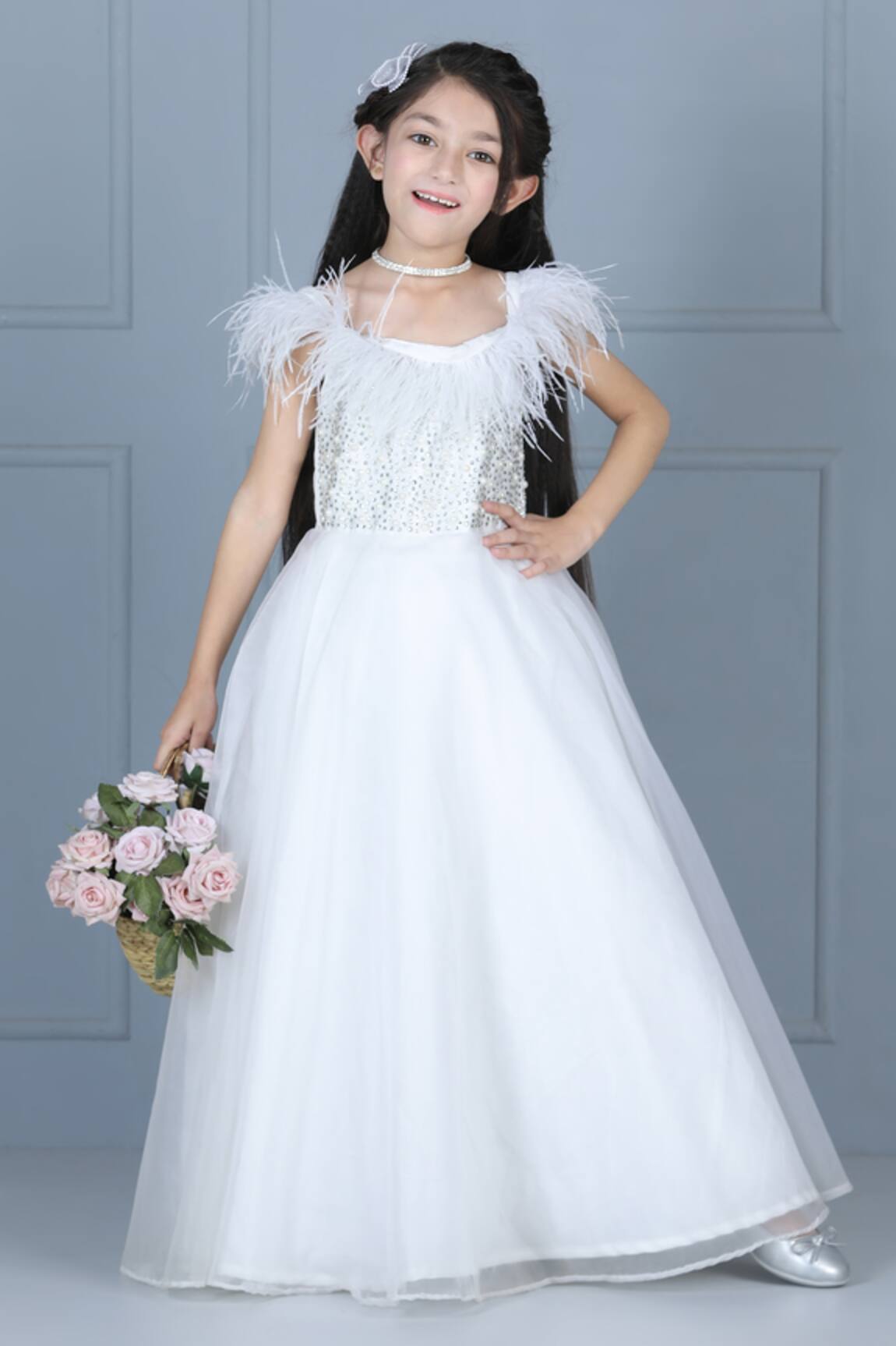 The little celebs Embroidered Bodice Gown 