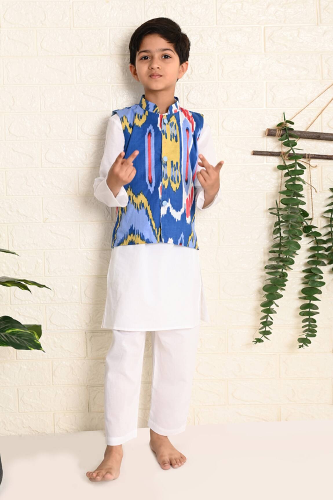 THE COTTON STAPLE Printed Ikat Bundi Kurta Set