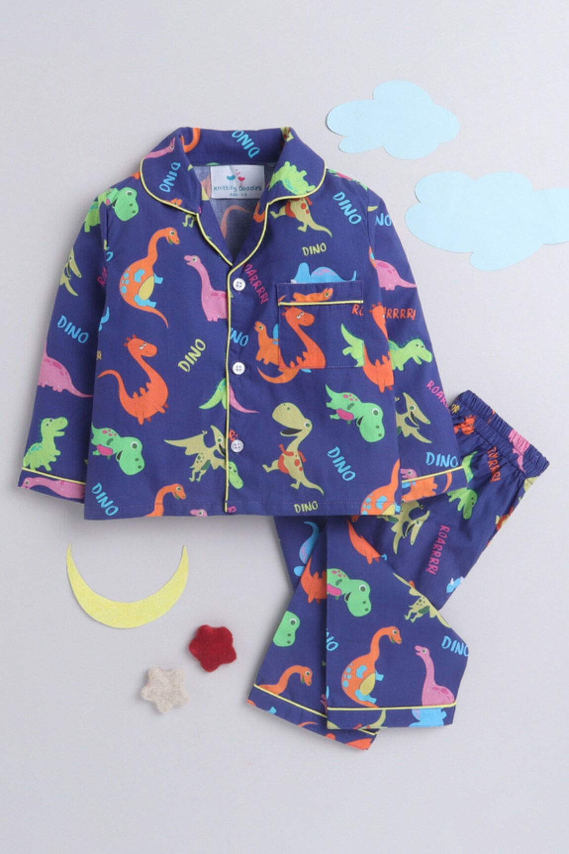 Knitting Doodles Dinosaur Print Night Suit Set