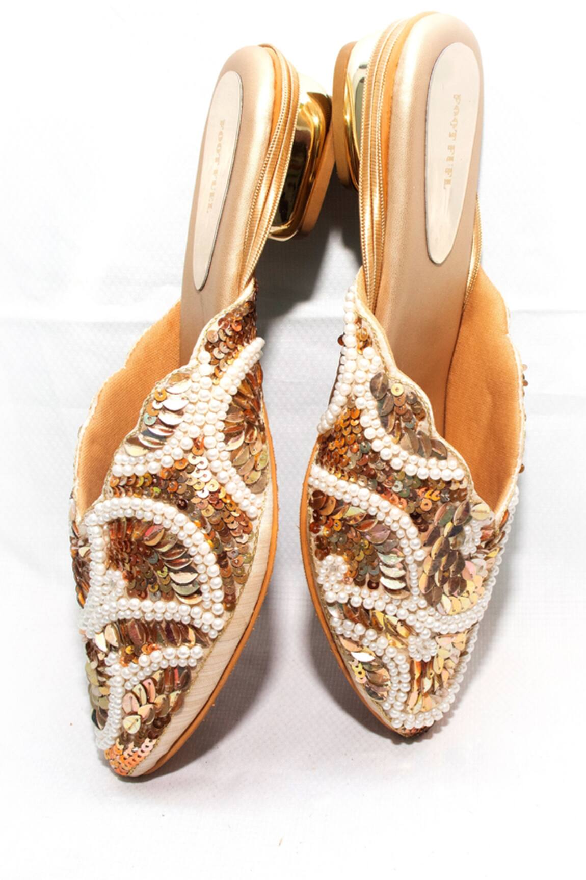 Foot Fuel Elysian Embroidered Mule Block Heels