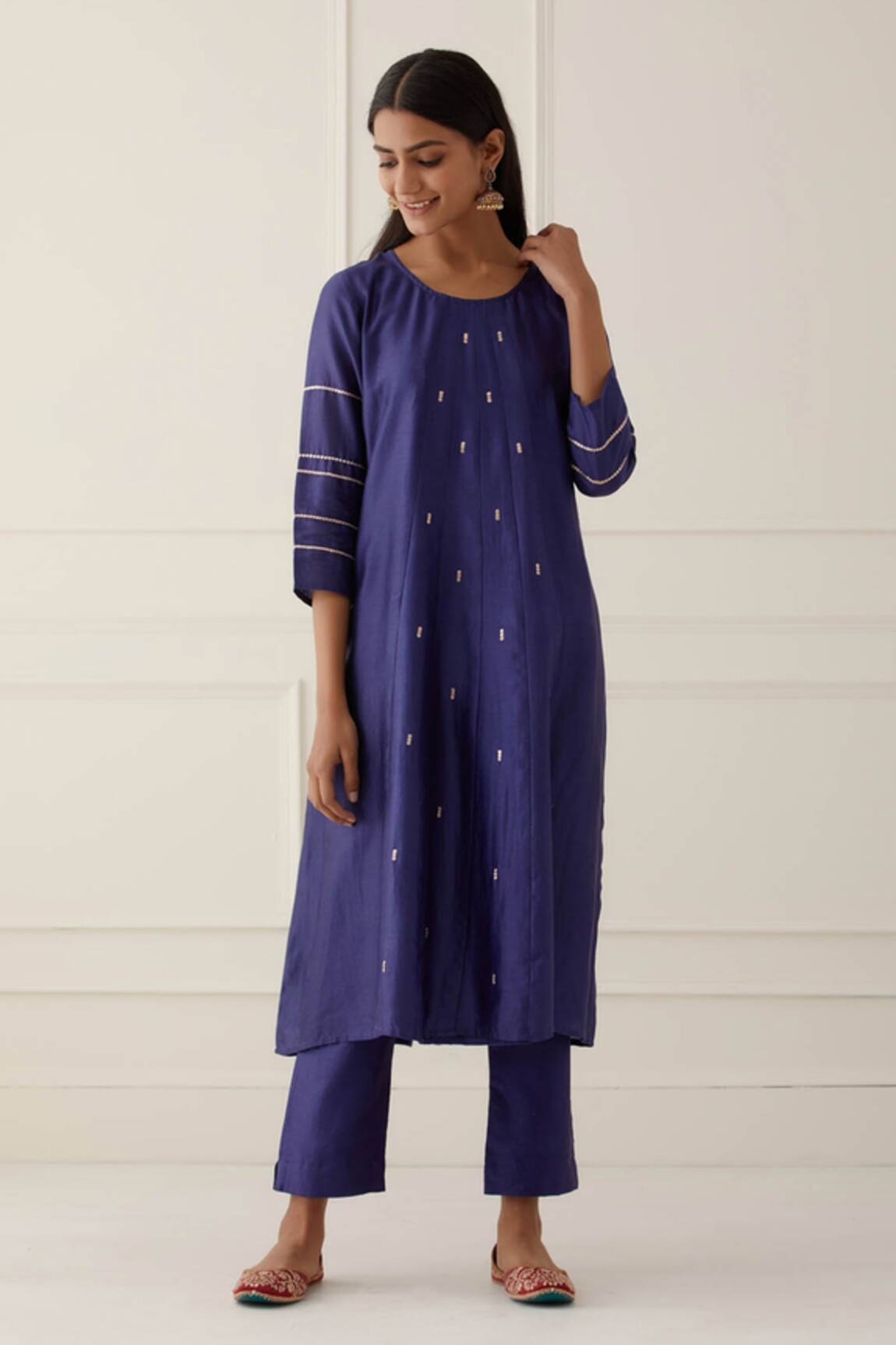 Kamaltaas Chanderi Silk Anarkali And Pant Set