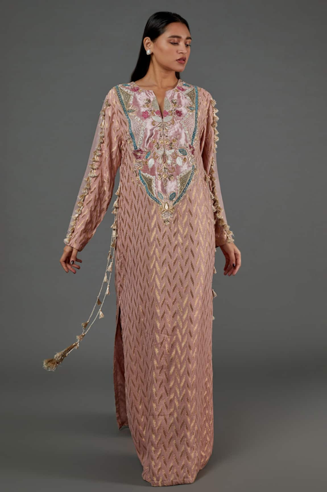 Payal Singhal Flower Embroidered Yoke Kaftan