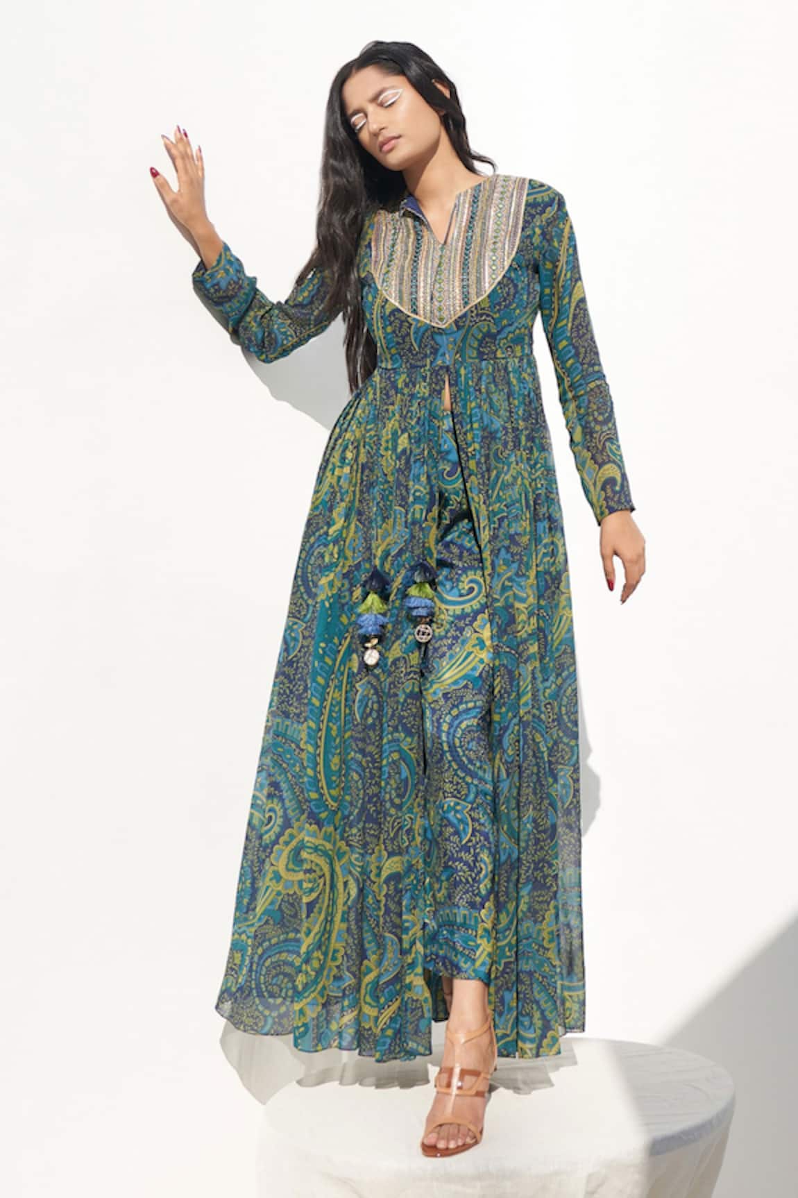 Nadima Saqib Paisley & Mandala Print Maxi Dress