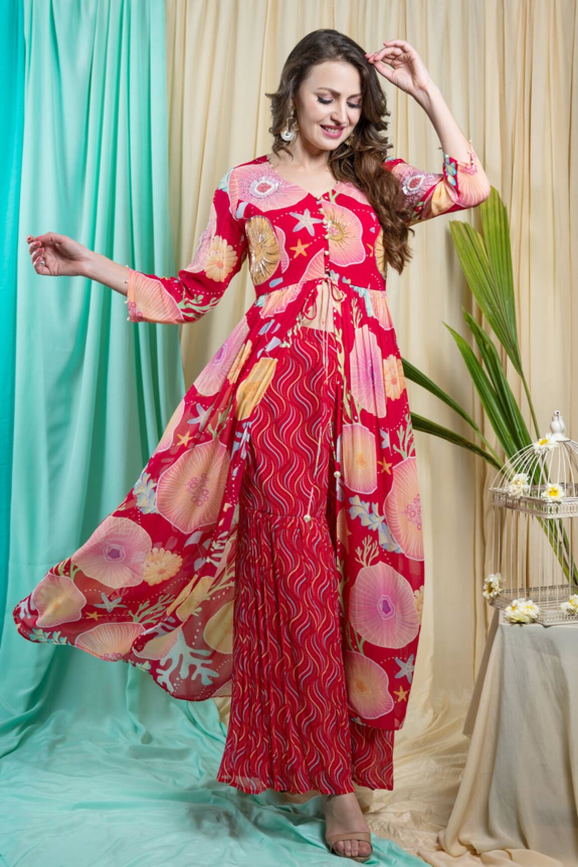 Seams Pret And Couture Neisha Front Slit Kurta With Sharara 