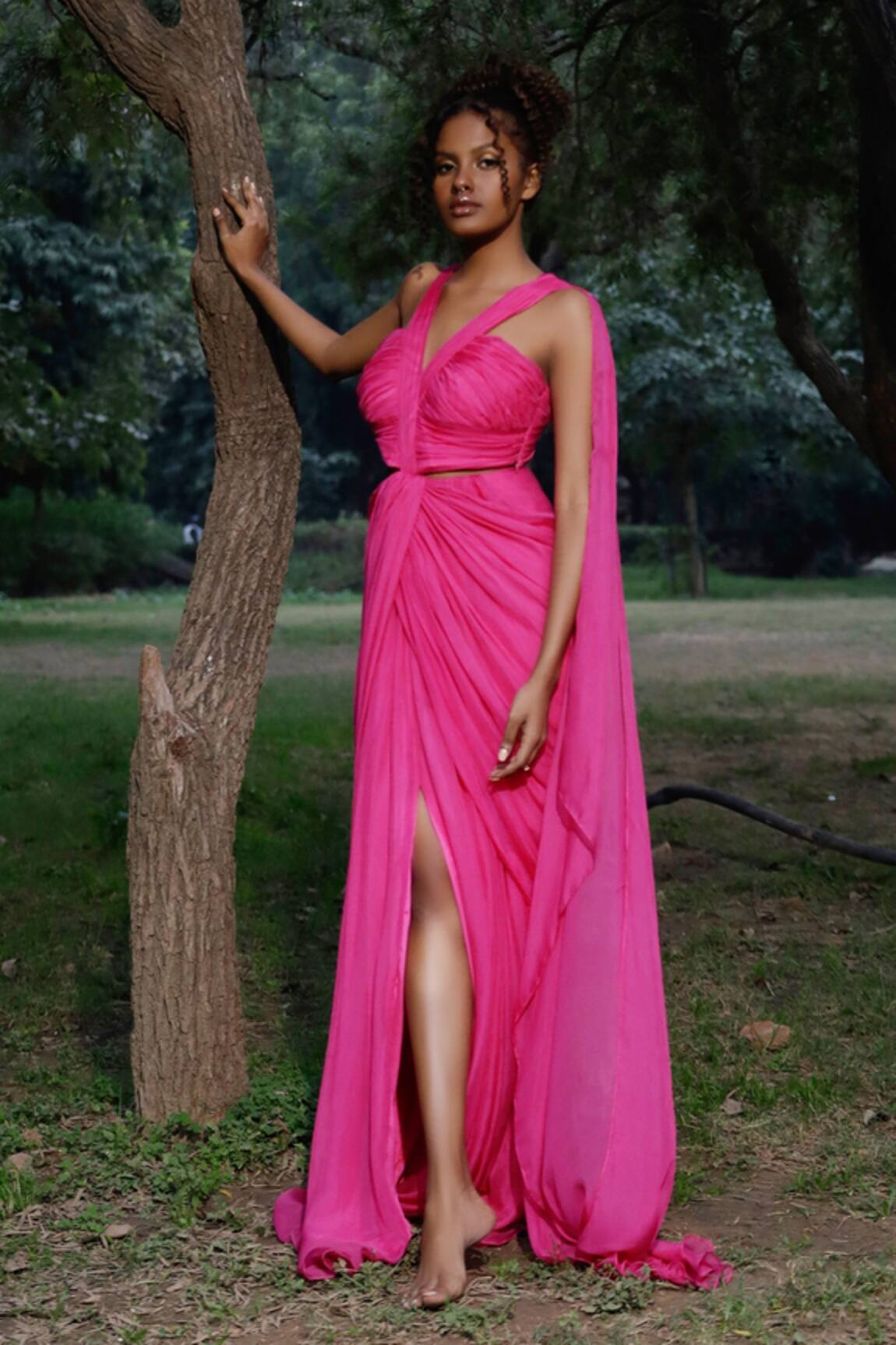 Zwaan V-Neck Draped Bodice Gown
