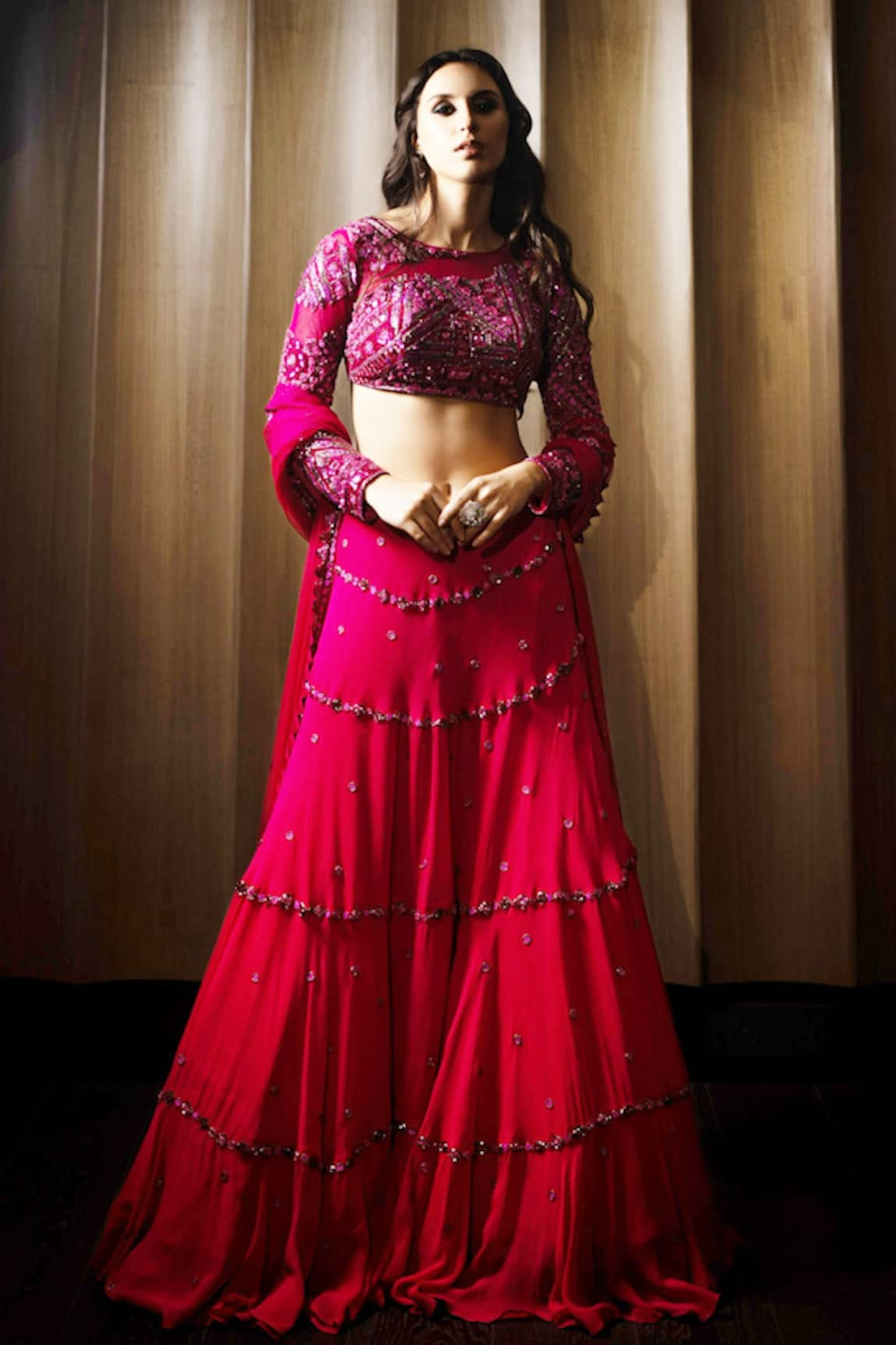 Richa Jaisinghani Label Tiered Lehenga Set