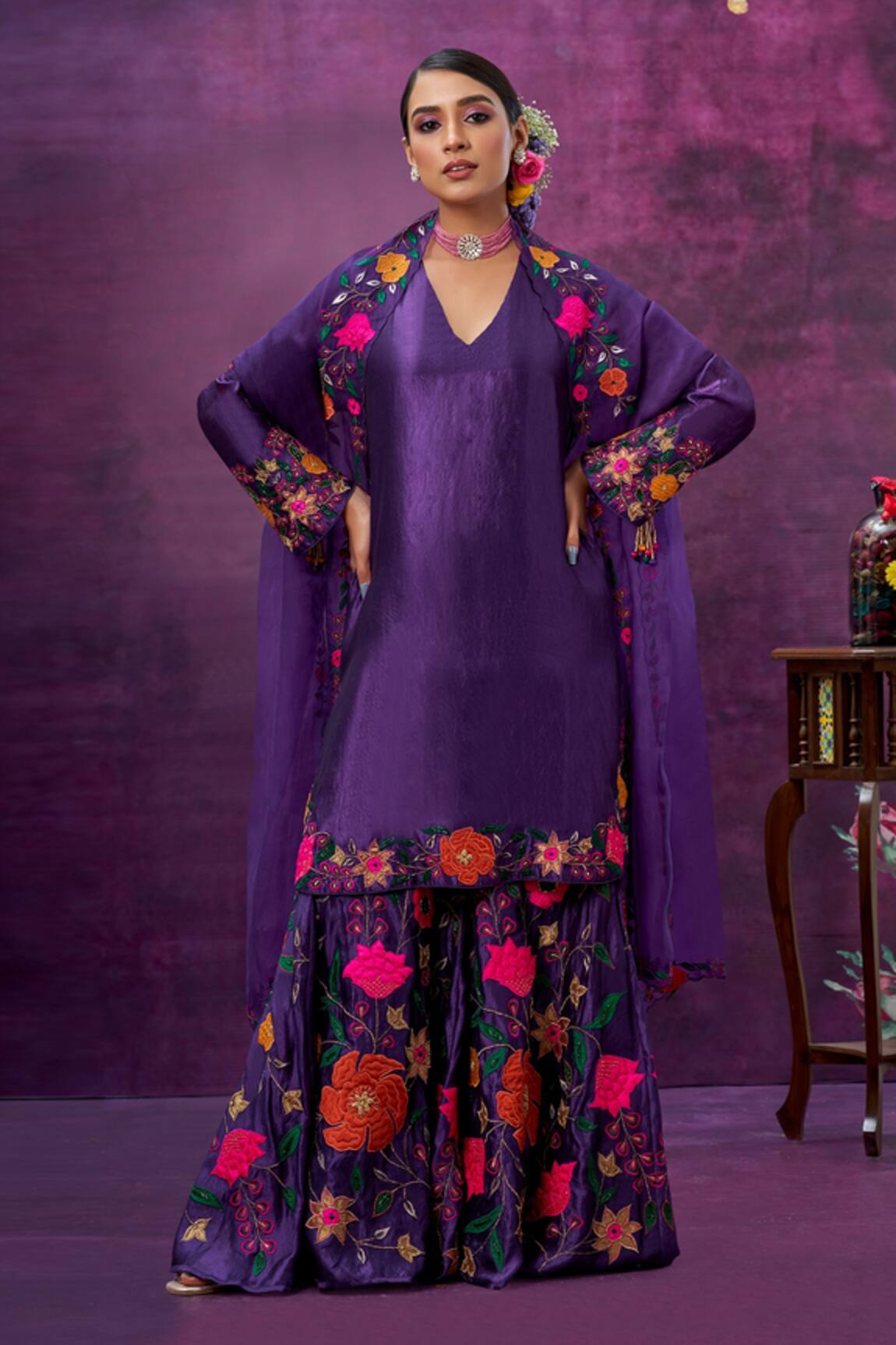 Label Niti Bothra Applique Kurta Sharara Set