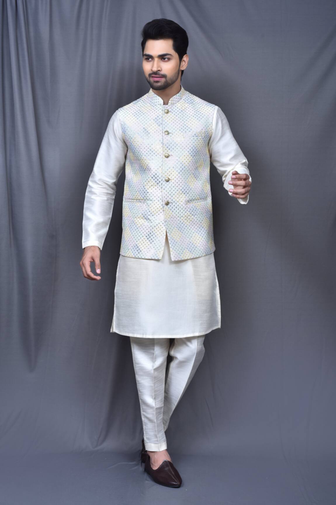 Adara Khan Sequin Work Bundi & Kurta Set