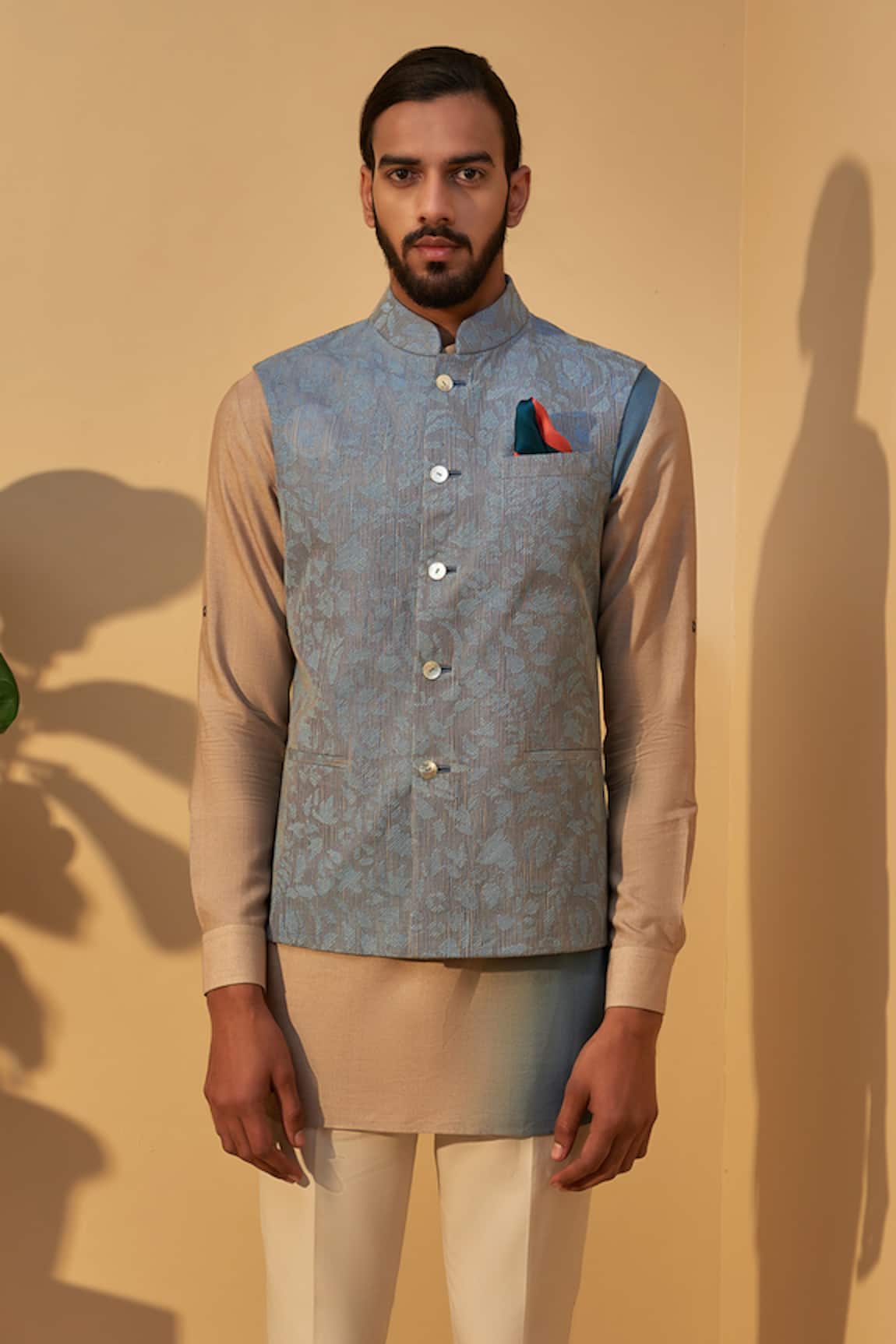 Dhruv Vaish Silk Bundi with Kurta 