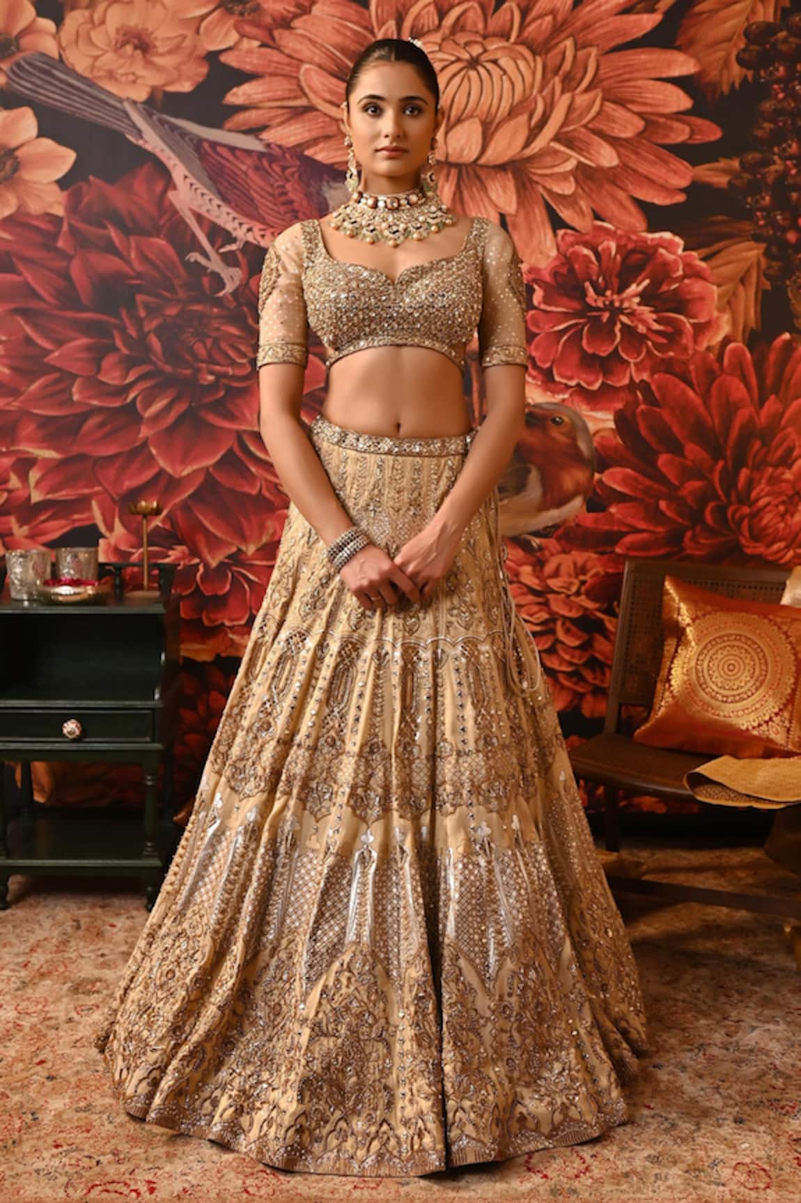 Moledro Amiya Dabka Embroidered Bridal Lehenga Set 