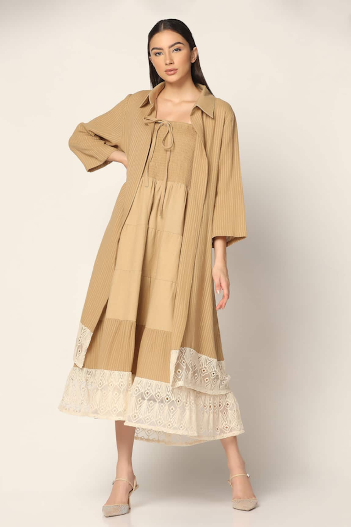 Two Sisters By Gyans Tiered Dress With Shirt
