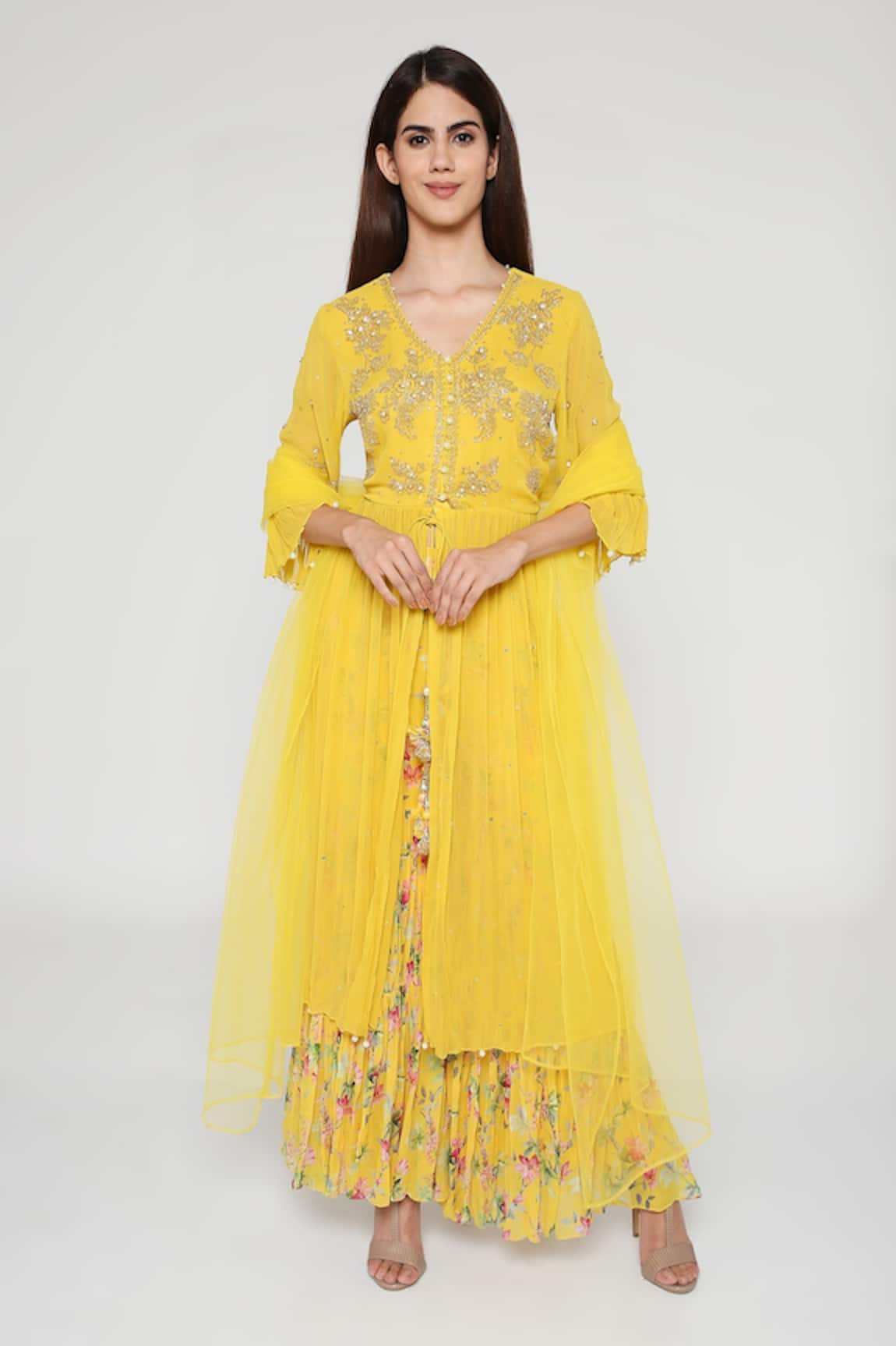 Bha Sha Erica Embroidered Peplum Tunic Sharara Set