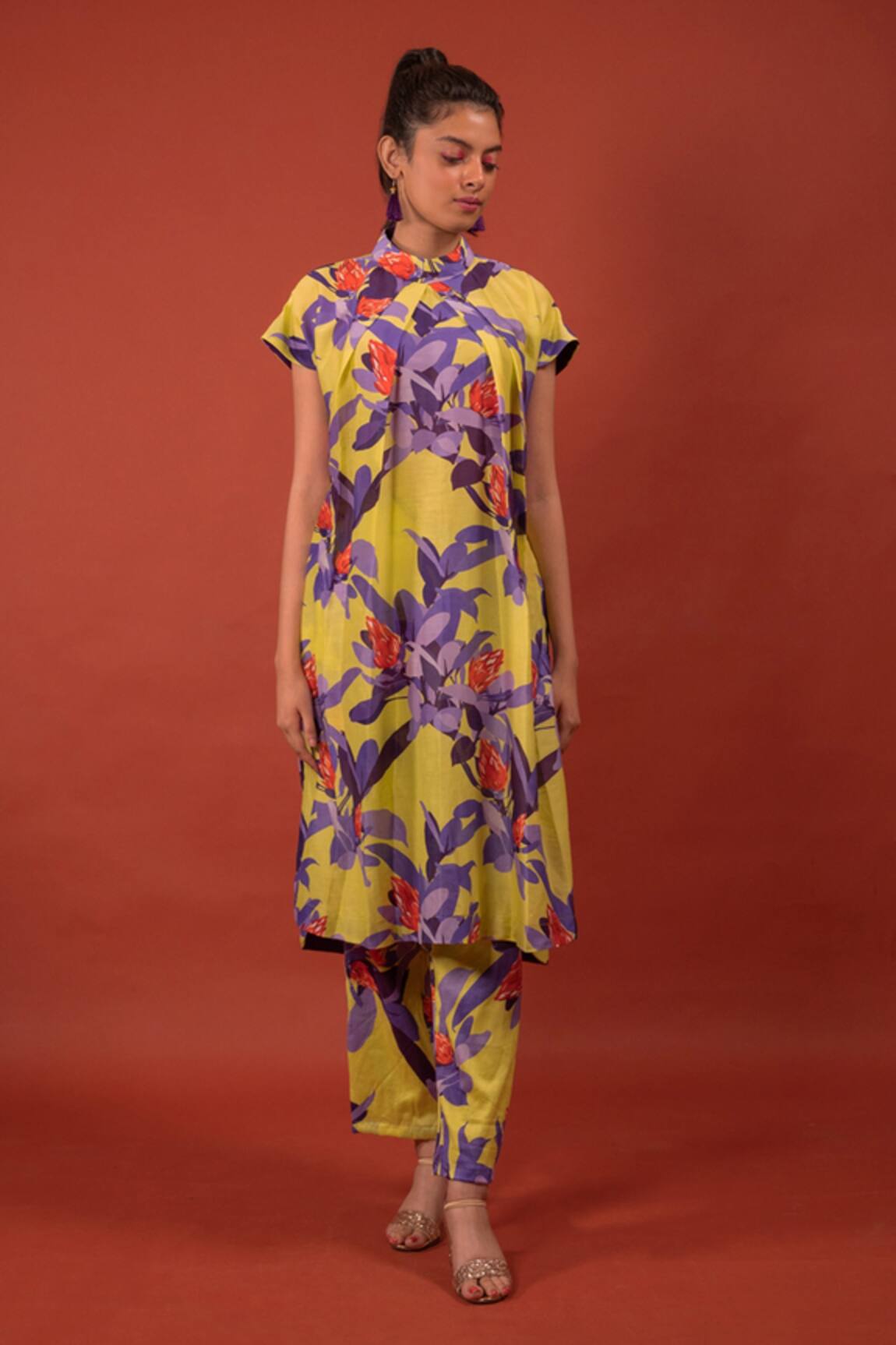 Rimi Nayak Chanderi Pine Flower Print Tunic