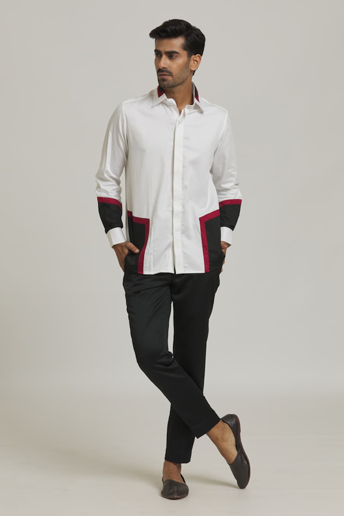 Nero by Shaifali and Satya Cotton Color Block Patch Work Shirt