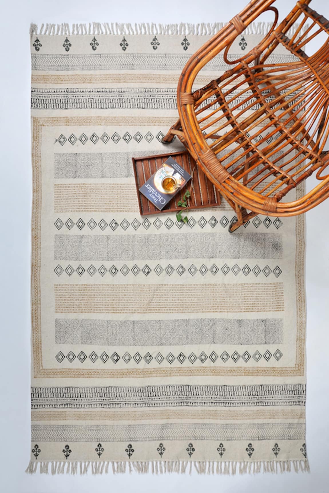 ORNA Cotton Fringe Border Rug