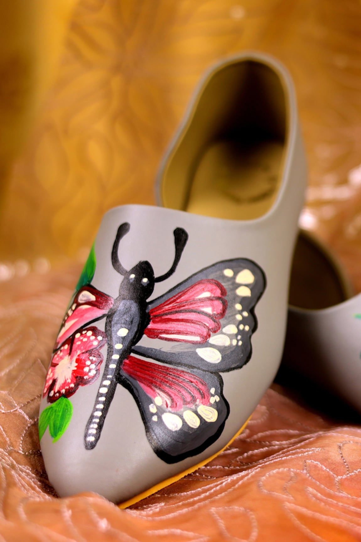 Rajasthani Stuff Moth Flower Hand Painted Flats