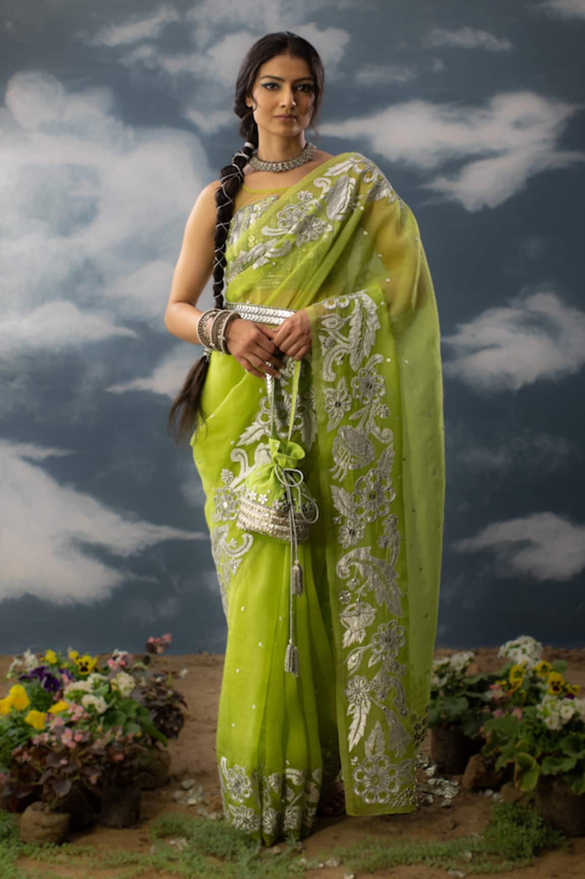 Saksham Neharicka Iccha Floral Jaal Embroidered Saree