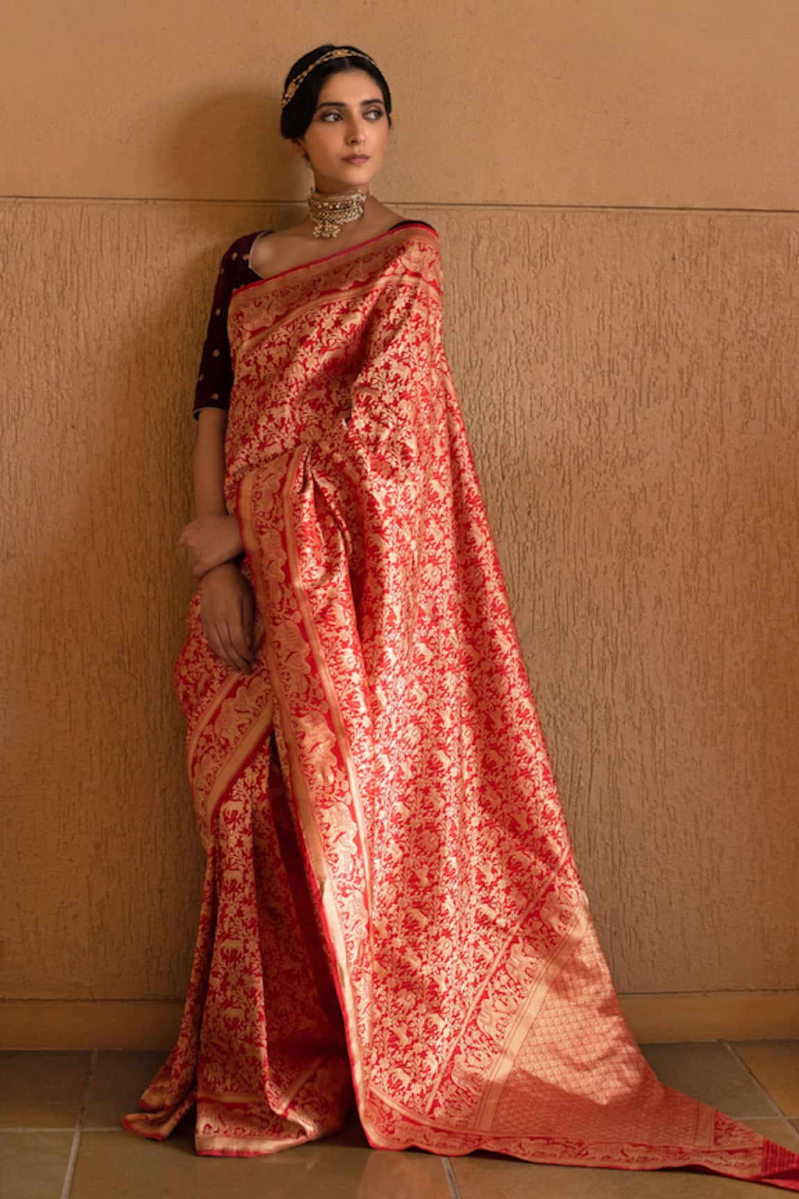 Devissha Shikargah Katan Silk Handloom Banarasi Saree