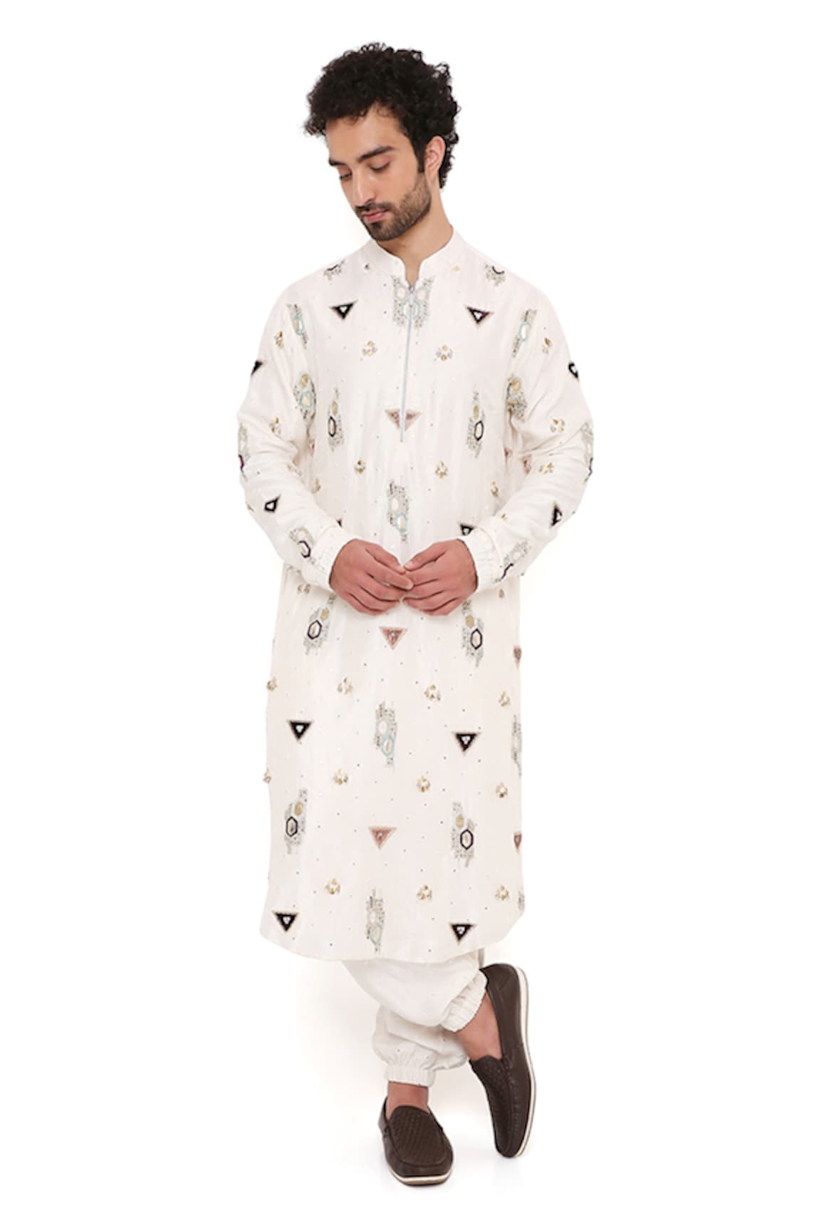 PS Men by Payal Singhal Abla Silk Kurta & Joggers Set