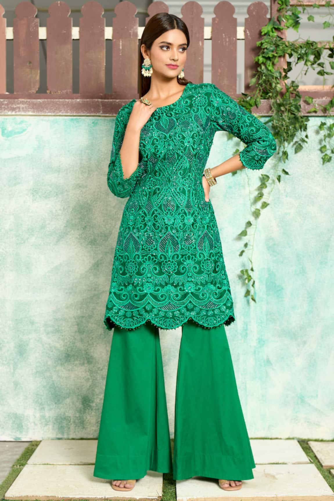 Aariyana Couture Embroidered Kurta & Sharara Set 