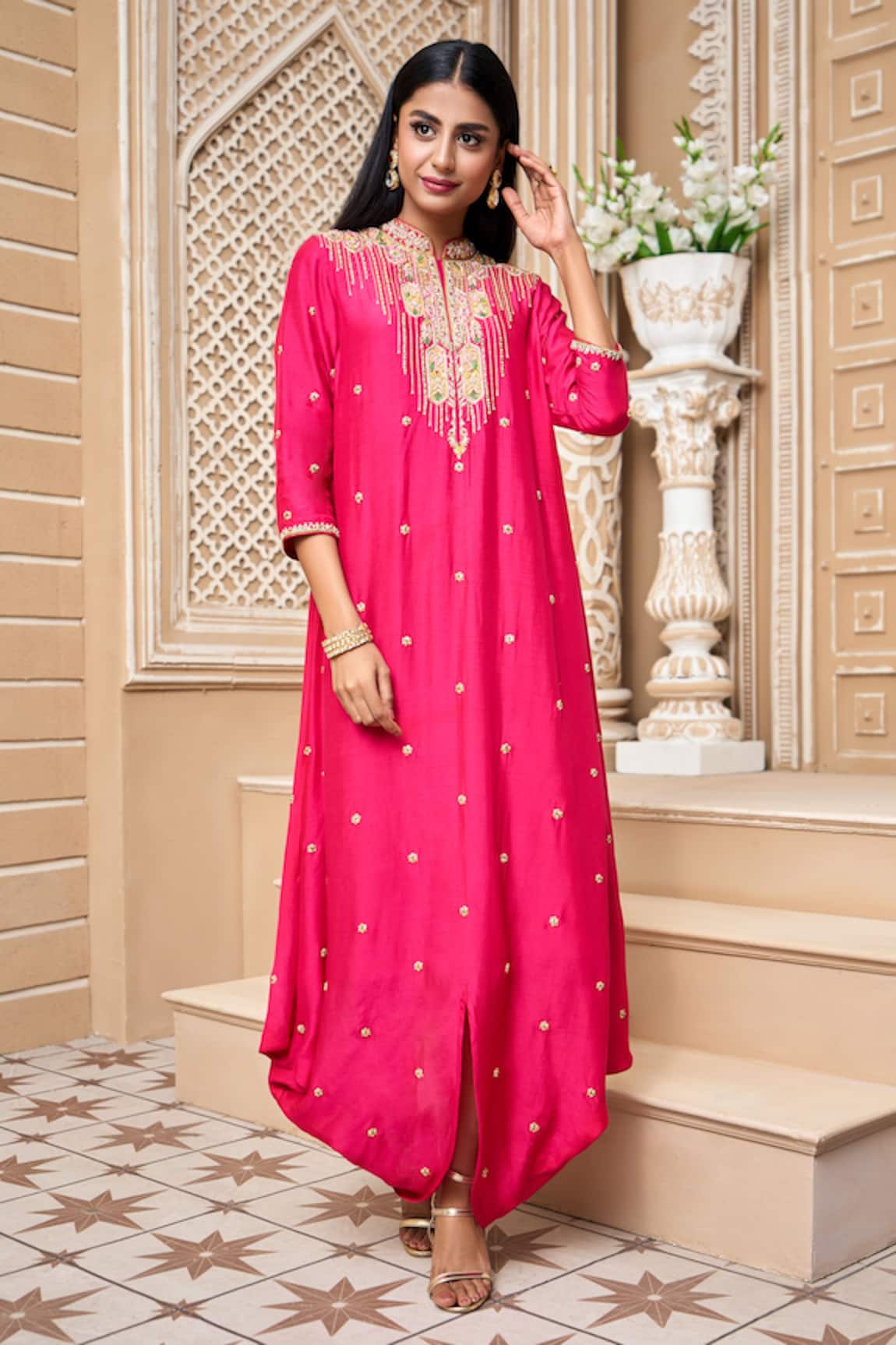 Ariyana Couture Cowl Draped Tunic Dress