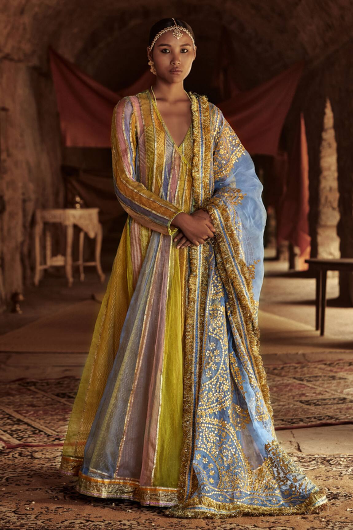Itrh Silk Organza Printed Angrakha Set