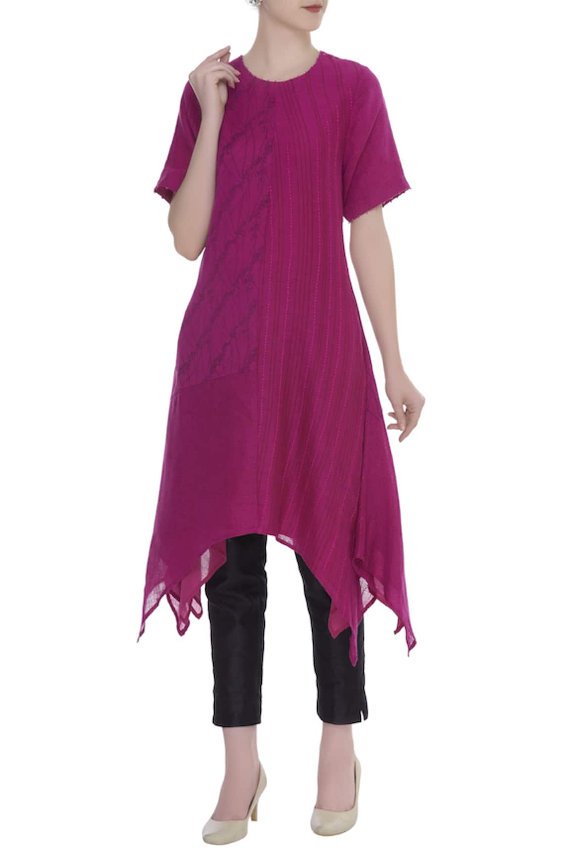 Shagun Manchanda Print & embroidered asymmetric tunic