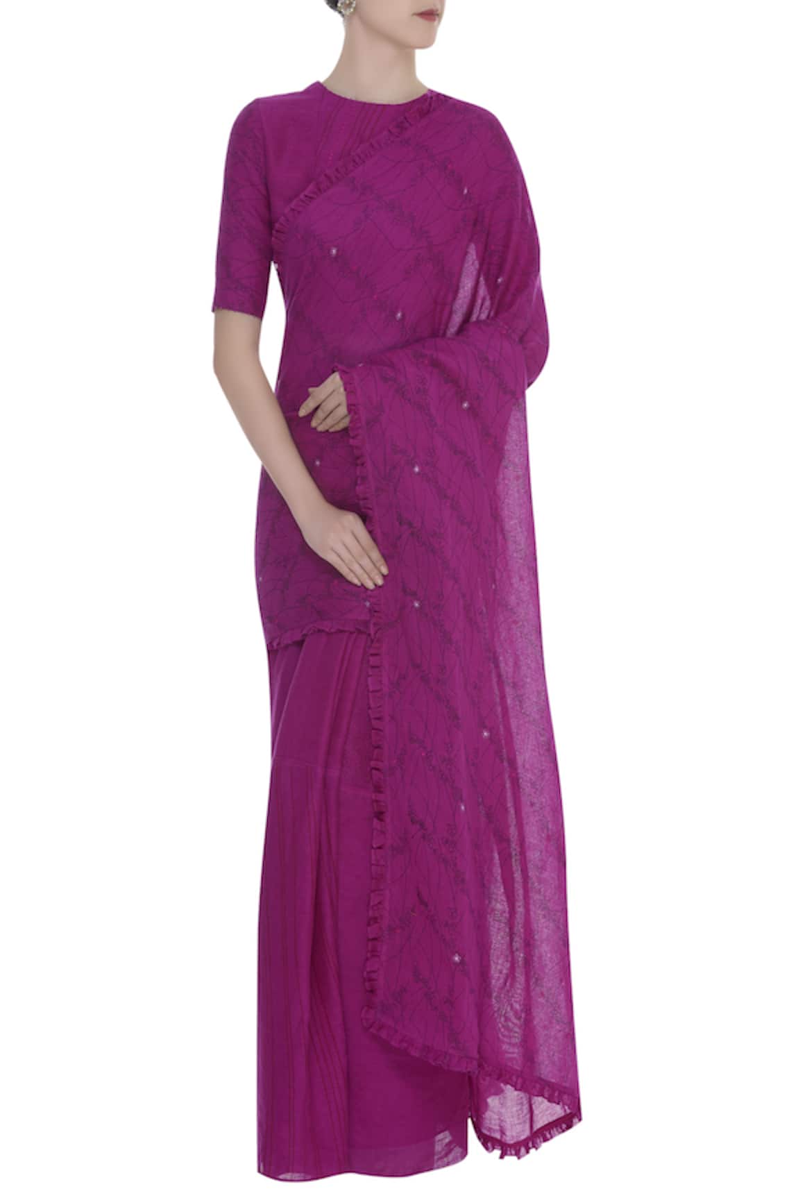 Shagun Manchanda Printed saree with ruffle border