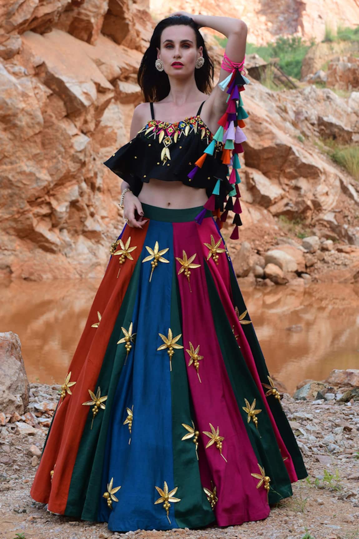 Xoxo Apurva Silk Chanderi 3D Embroidered Lehenga Set 