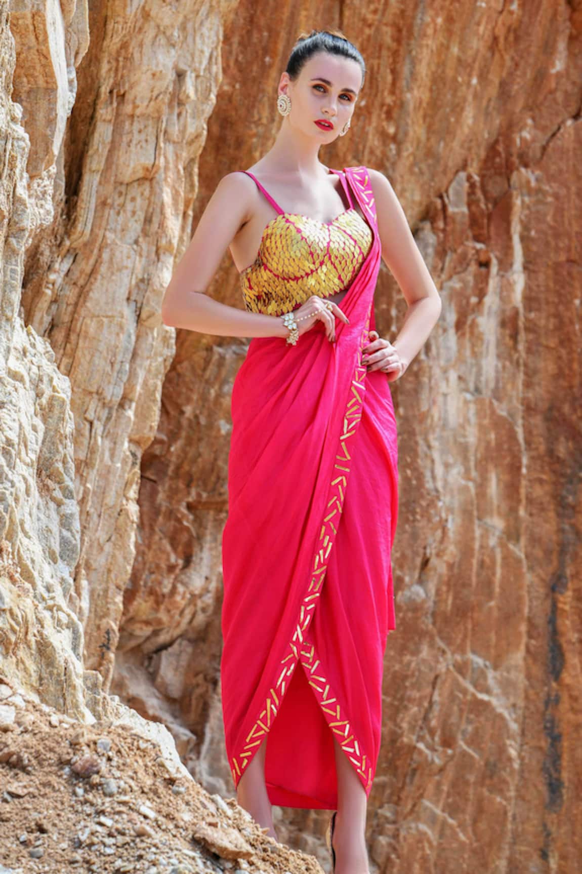 Xoxo Apurva Silk Pre-Draped Saree with Blouse