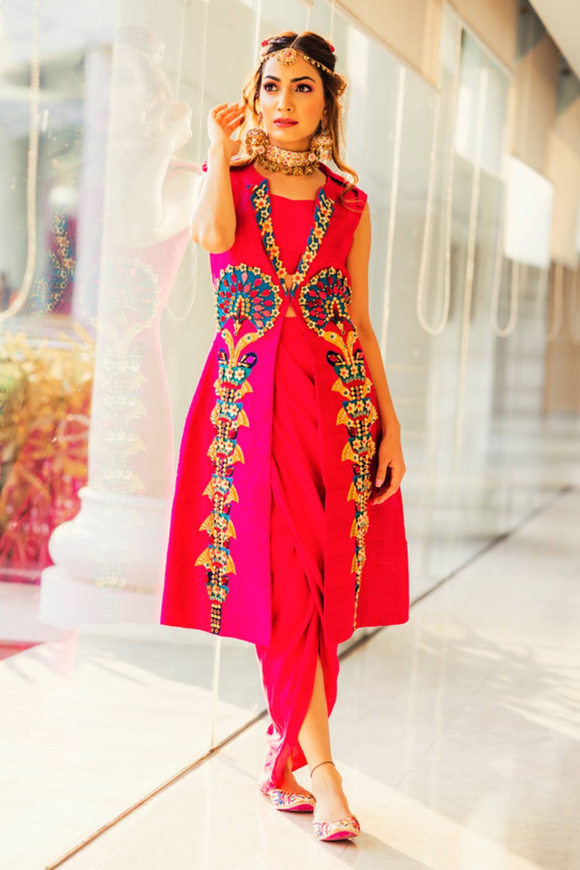 Xoxo Apurva 3D Embroidered Jacket & Draped Skirt Set