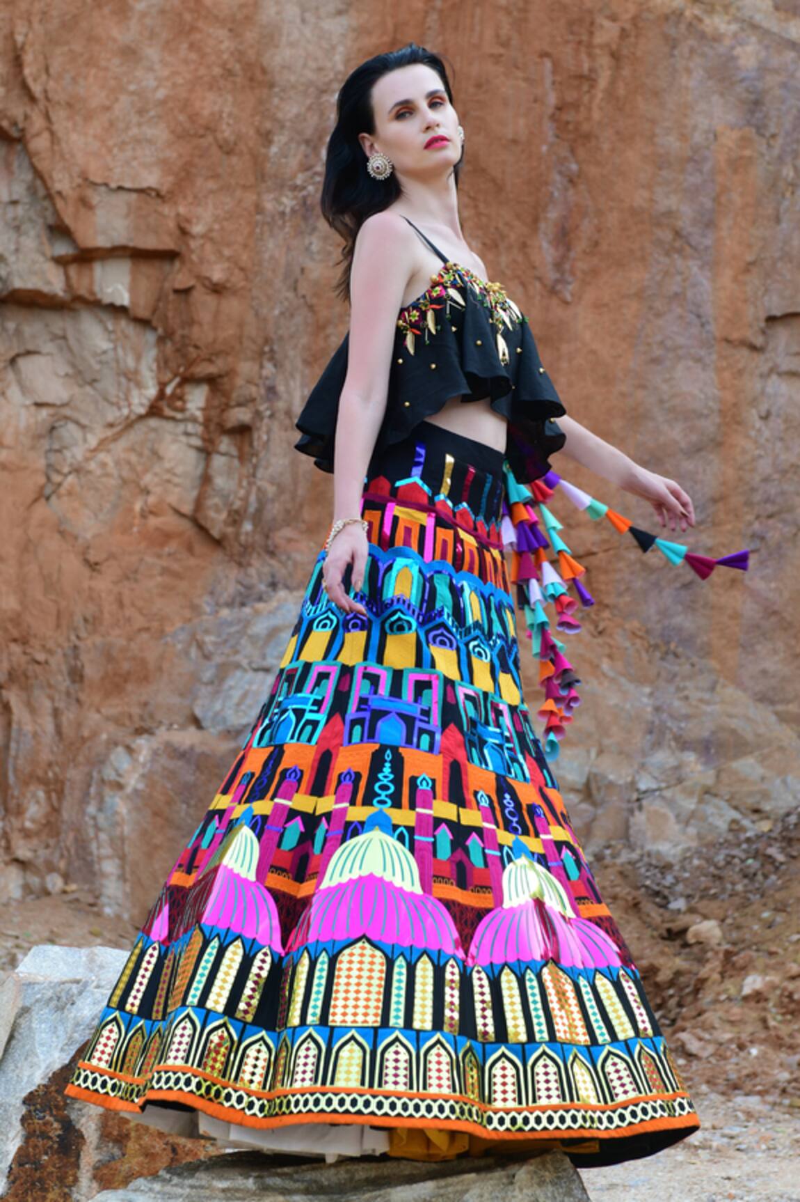 Xoxo Apurva Chanderi Applique Embroidered Lehenga Set 