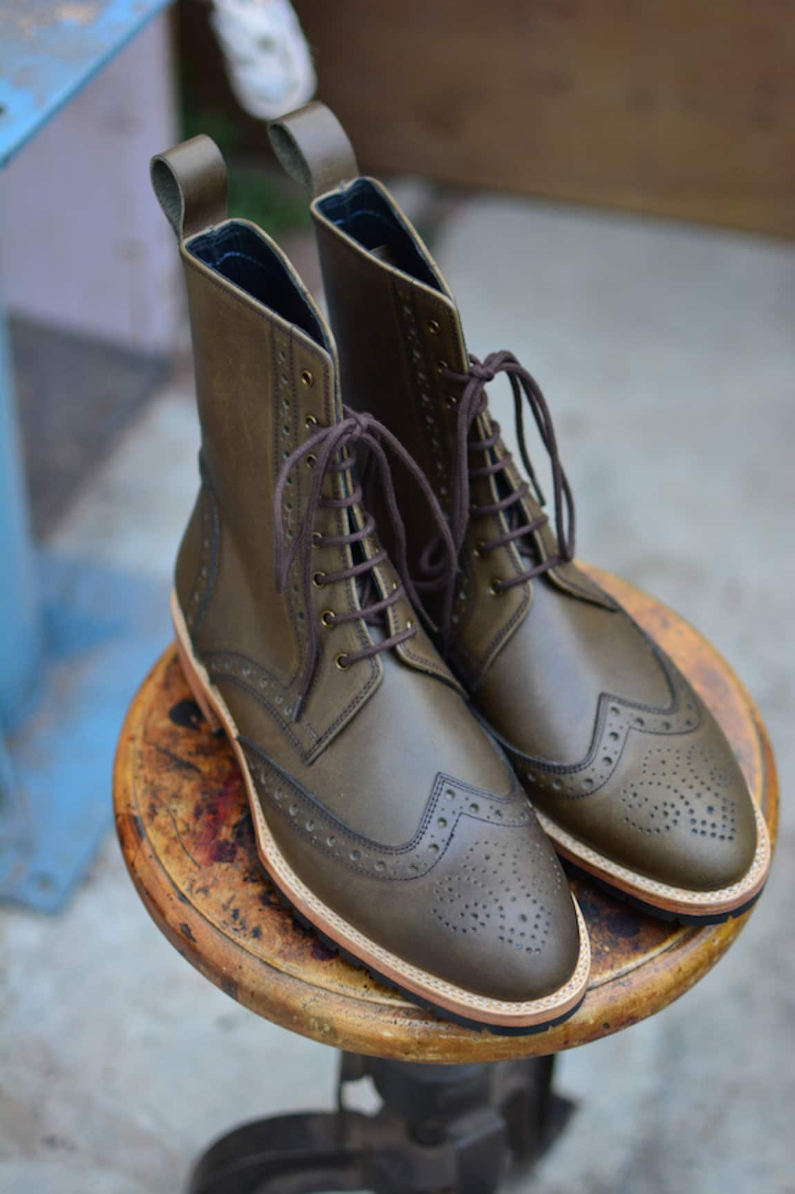 Oblum Handcrafted Eyelet Brogued Boots