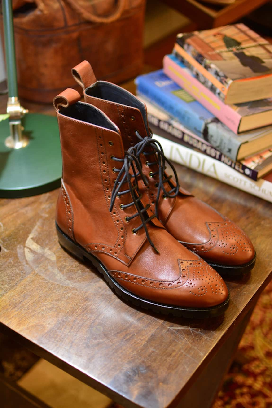 Oblum Handcrafted Eyelet Brogued Boots