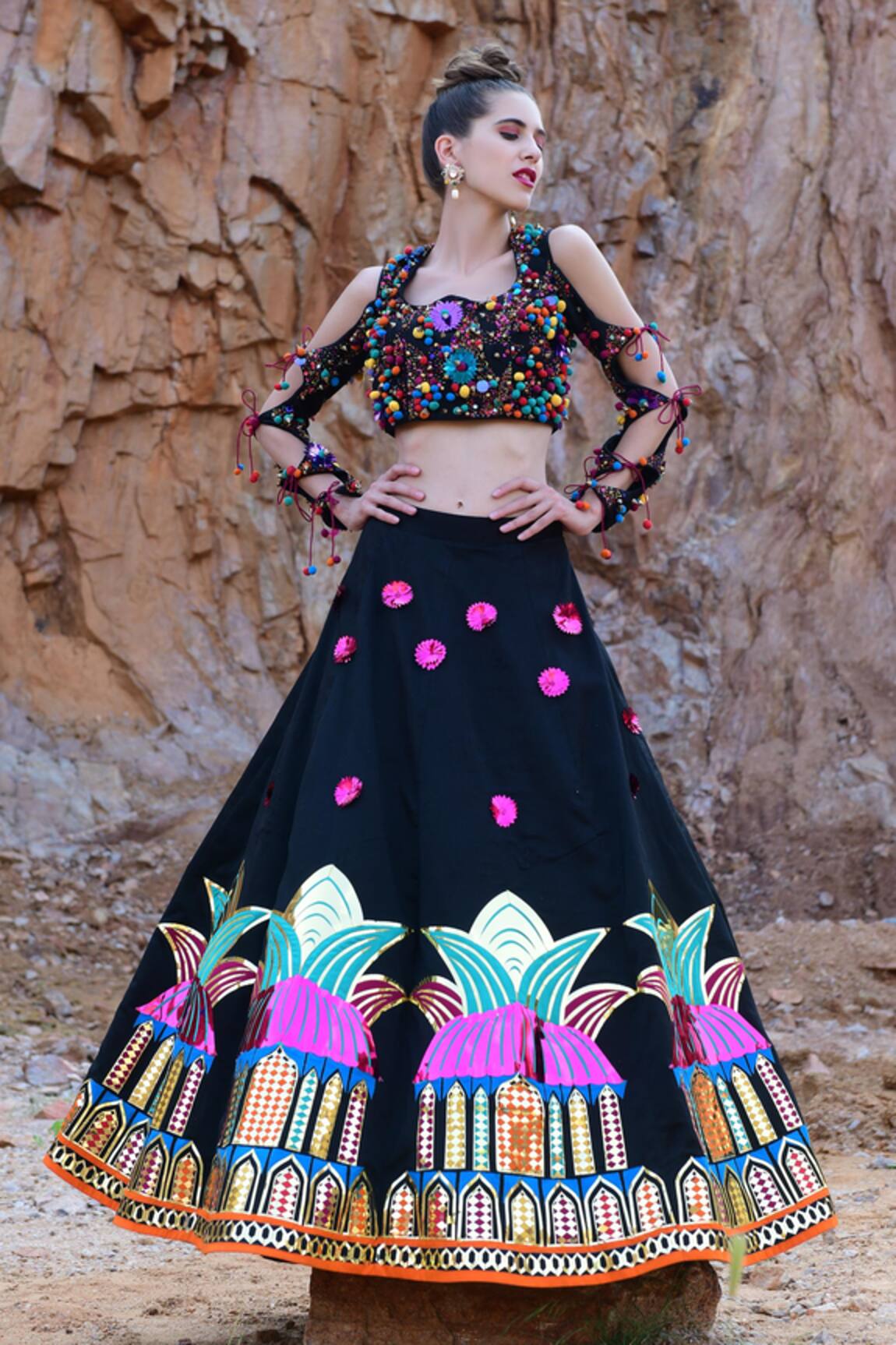 Xoxo Apurva Chanderi Applique Embroidered Lehenga Set 