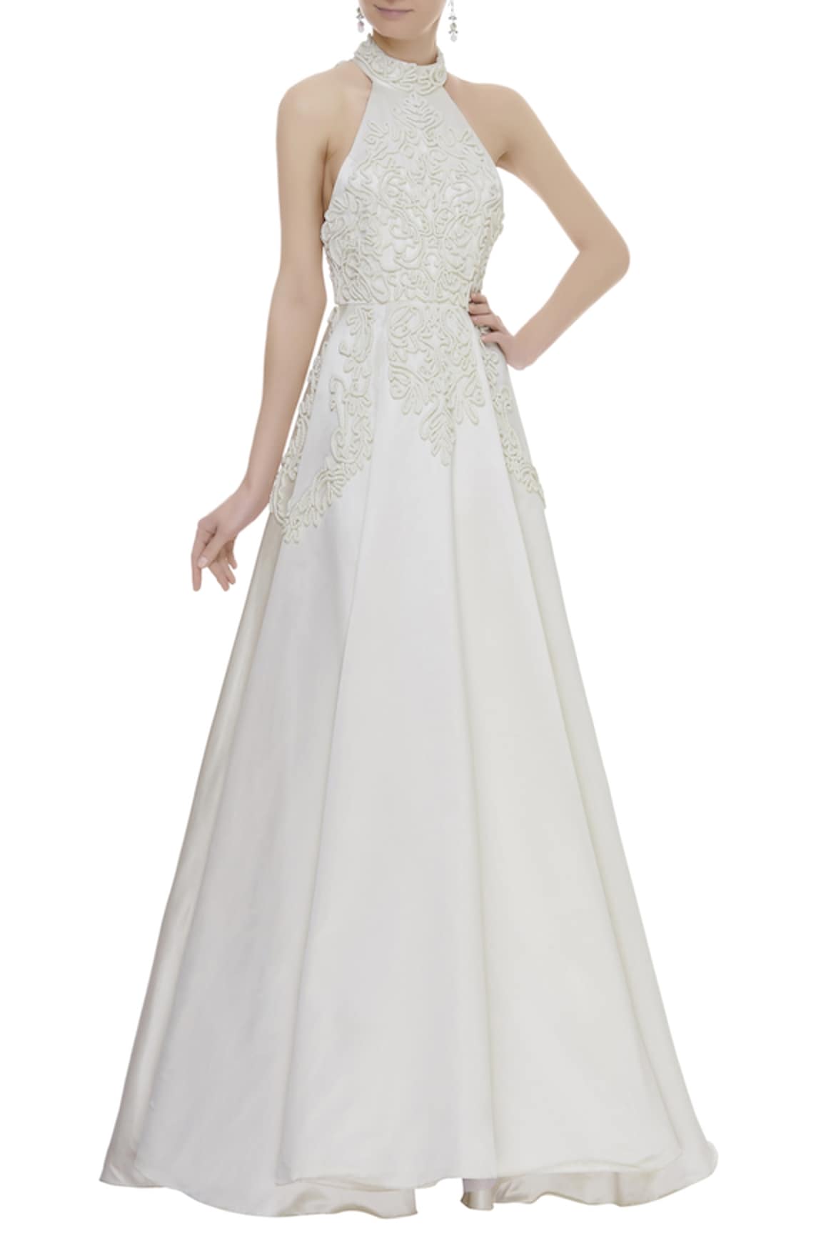 Karleo Embroidered Halter Gown