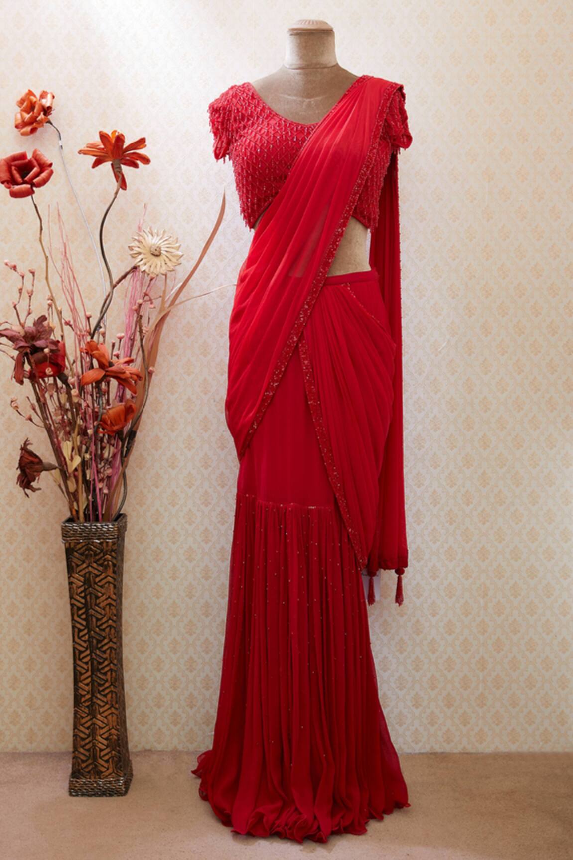 Arpan Vohra Embellished Pre-Draped Saree with Blouse