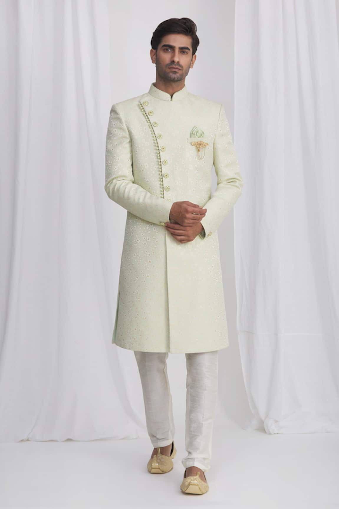 Samyukta Singhania Silk Brocade Sherwani & Pant Set