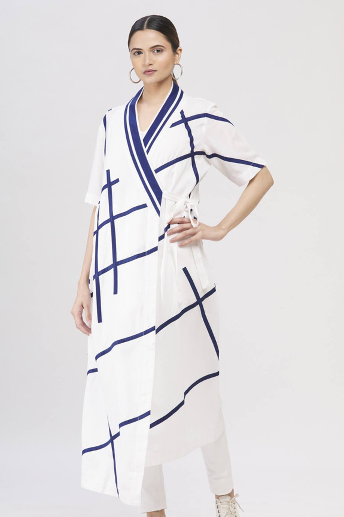 I AM Trouble By KC Striped Overlap Jacket 