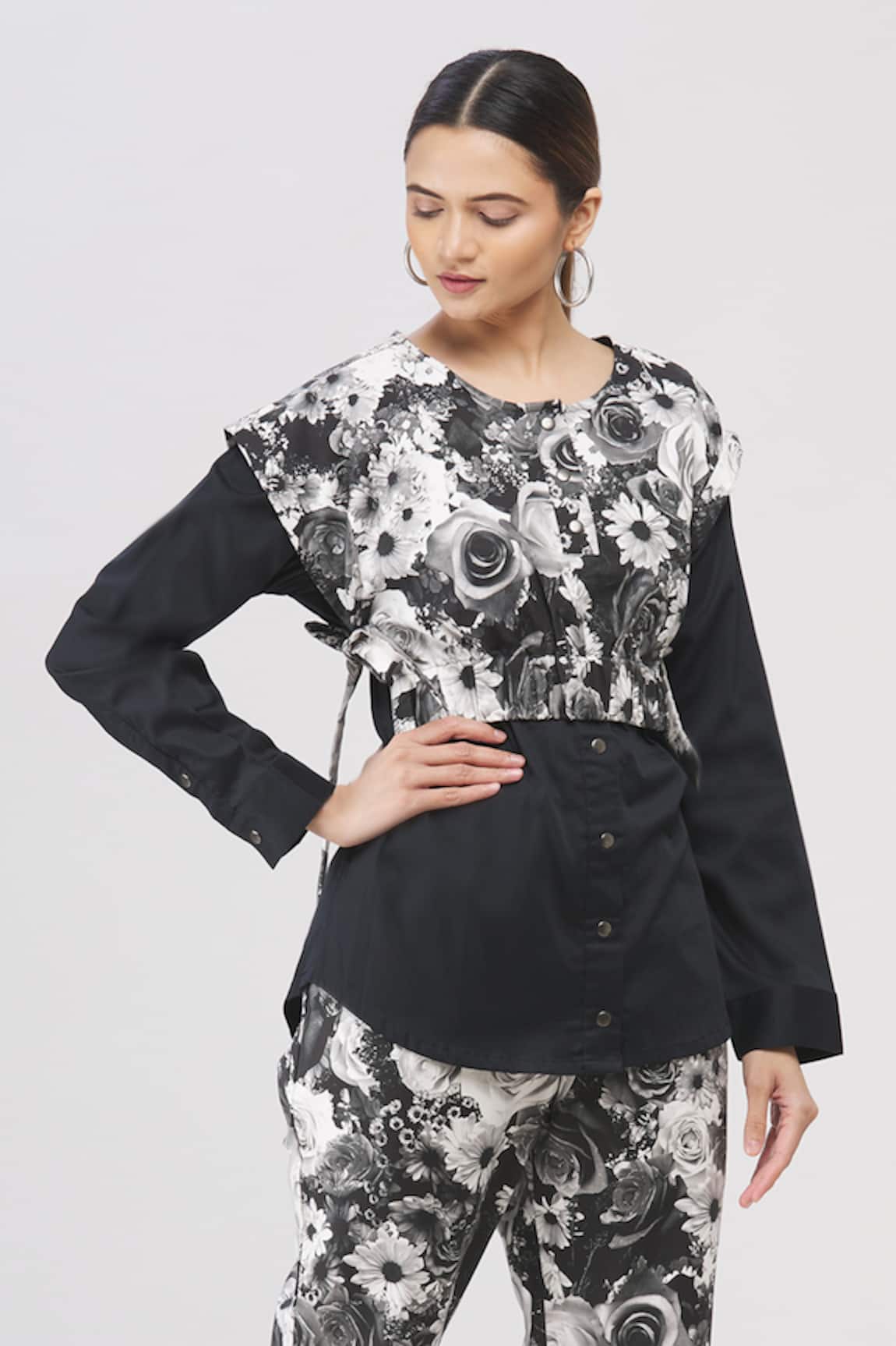 I AM Trouble By KC Floral Print Layered Top 