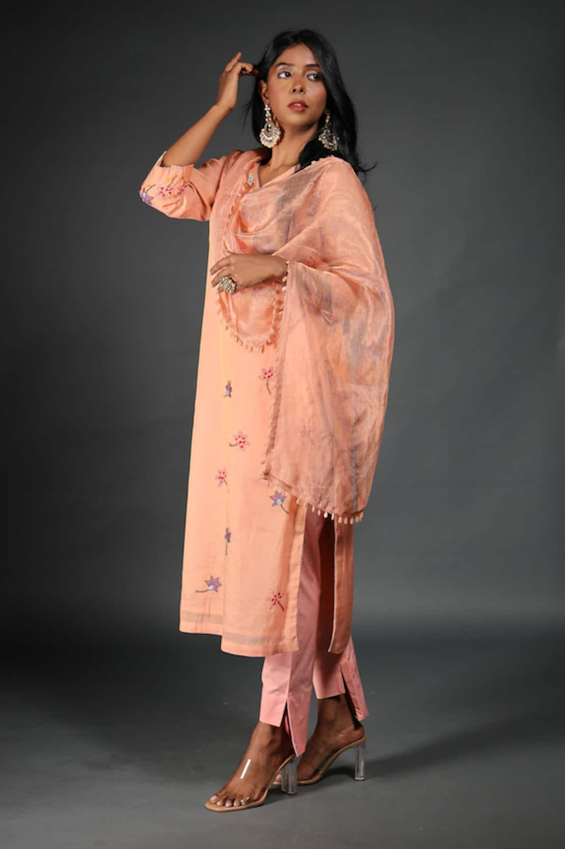 Kasturi Tikmani Pure Shimmer Chanderi Kurta Set