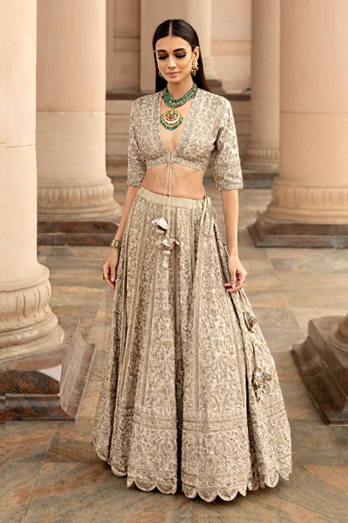 Jayanti Reddy Silk Embroidered Lehenga Set