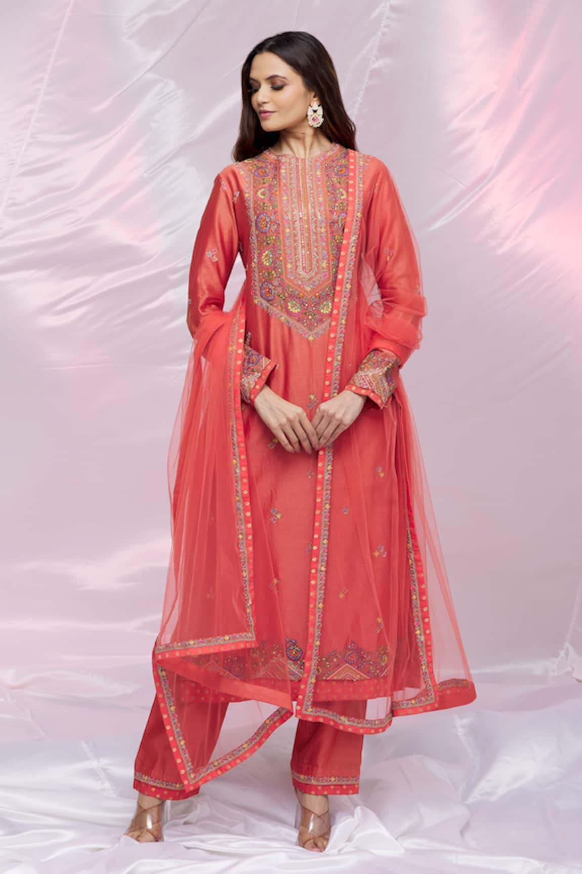 Petticoat Lane by Divya Chanderi Embroidered Kurta Set