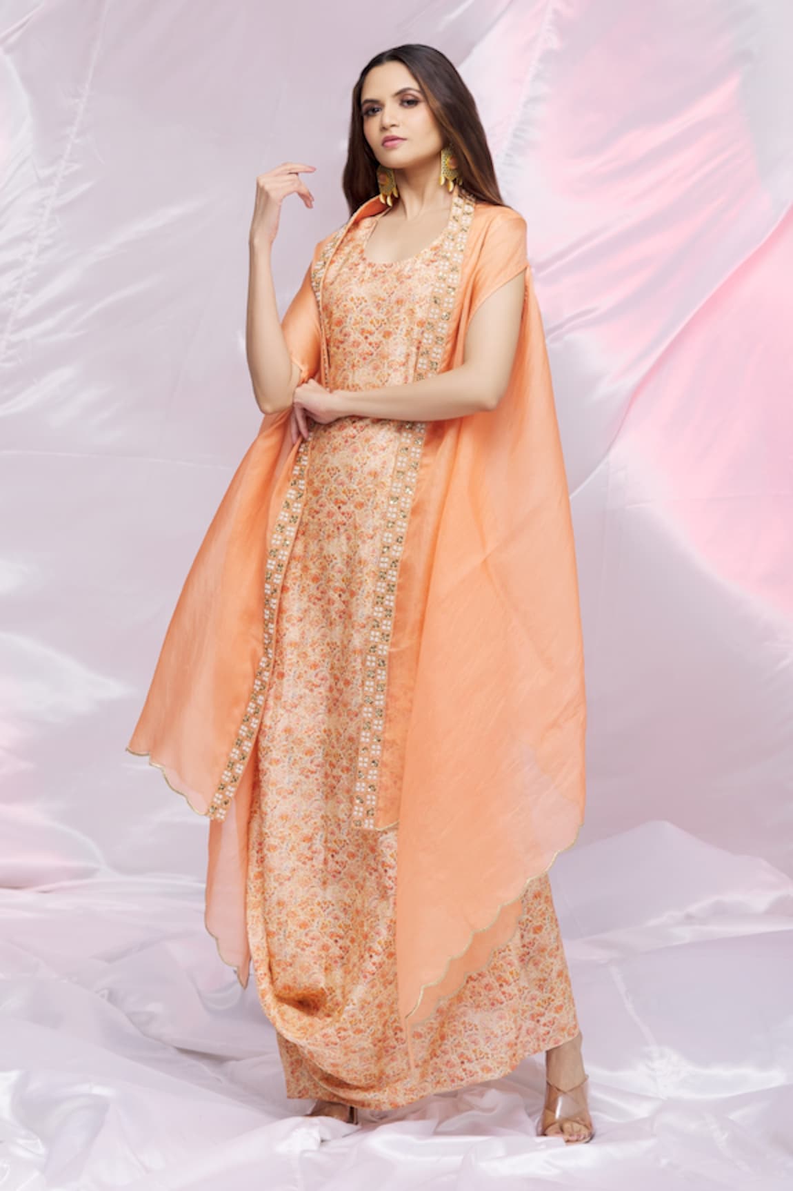 Petticoat Lane by Divya Cowl Drape Kurta With Cape