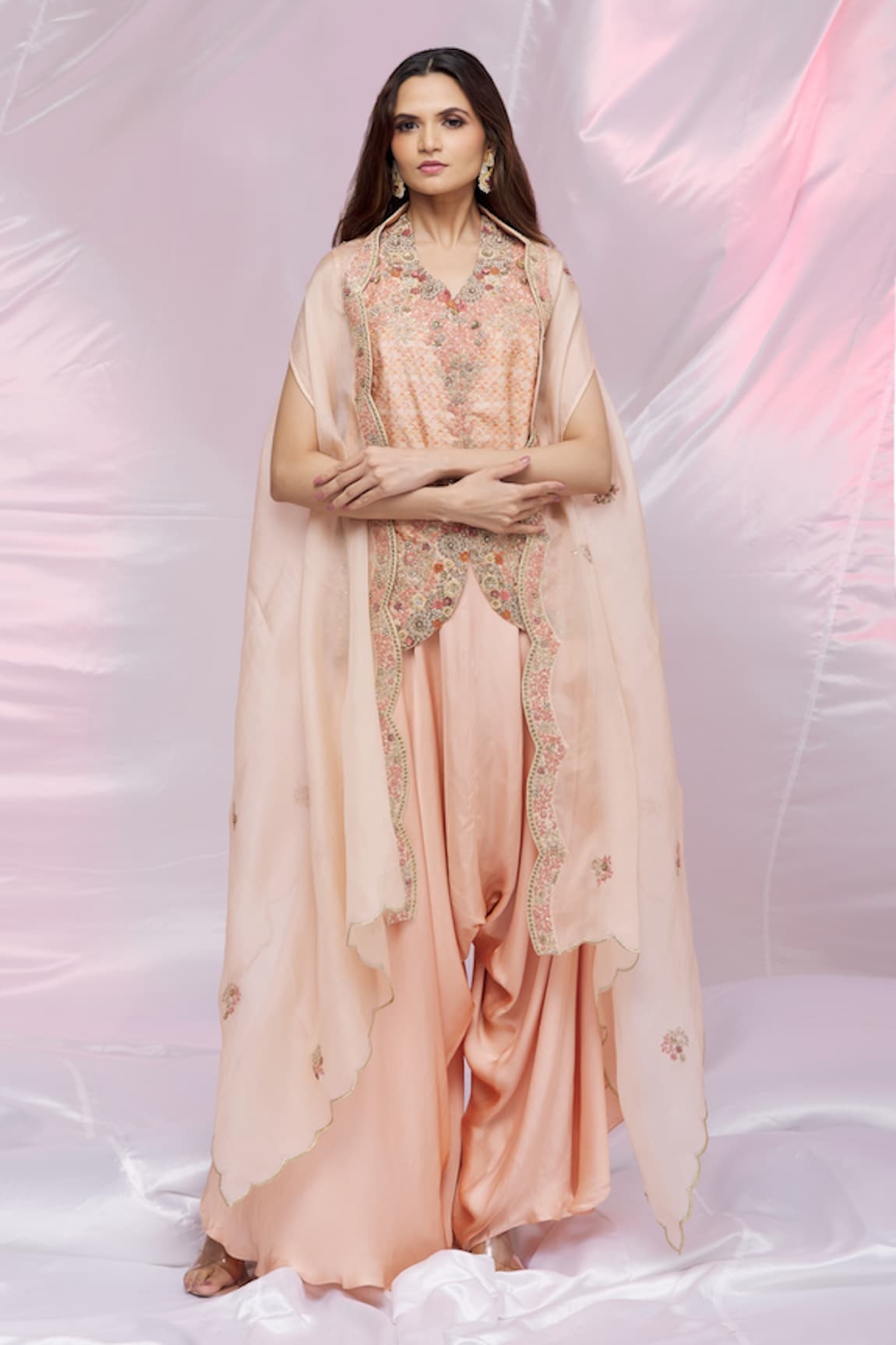 Petticoat Lane by Divya Embroidered Cape & Dhoti Pant Set