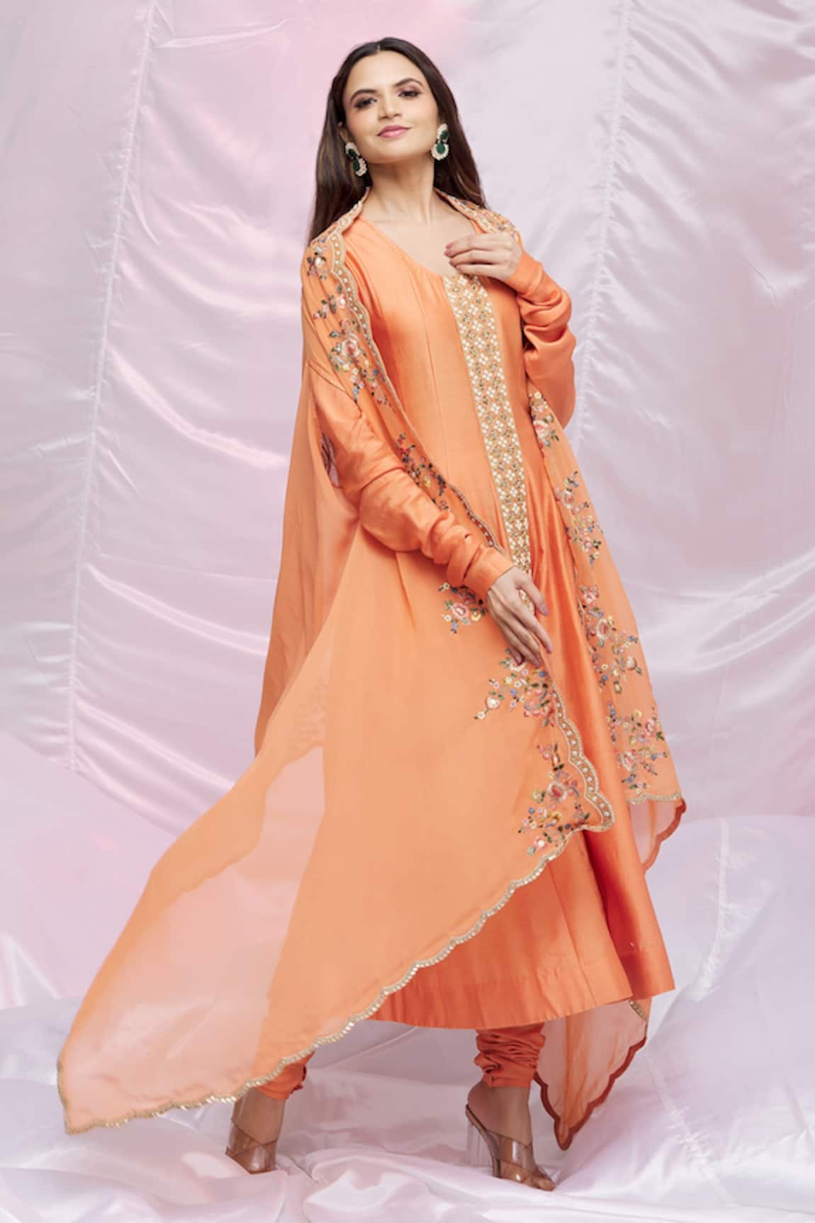 Petticoat Lane by Divya Anarkali With Embroidered Cape Set