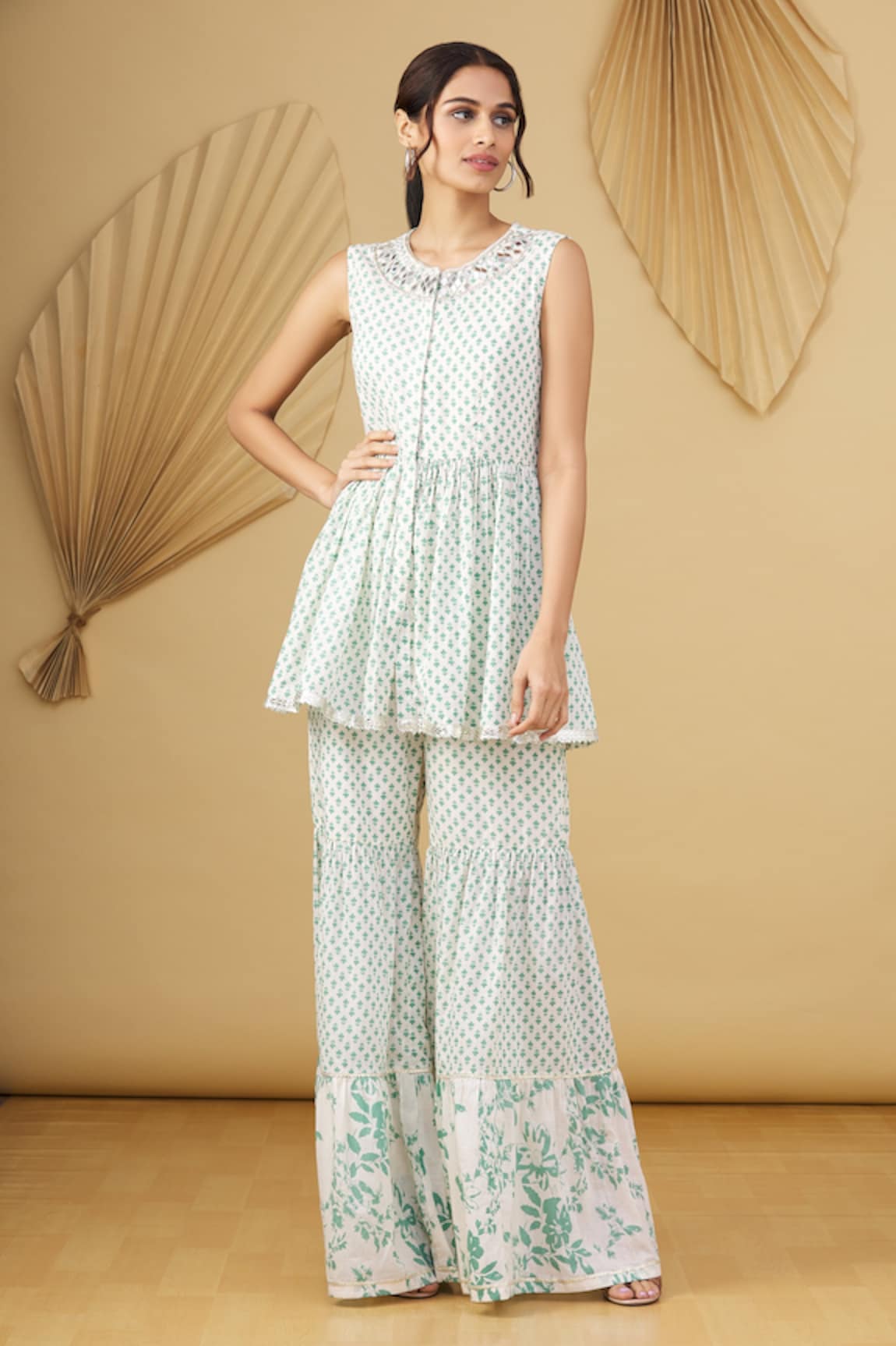 Yogita Kadam Floral Print Kurta Sharara Set